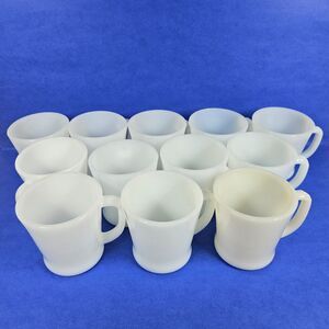 12 Vintage White Milk Glass Mugs Fire King Anchor Hocking Coffee Cup D Handle